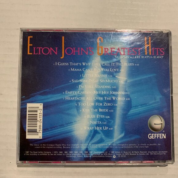 Elton John – Greatest Hits Volume III 1979-1987 CD Canada - Picture 2 of 5